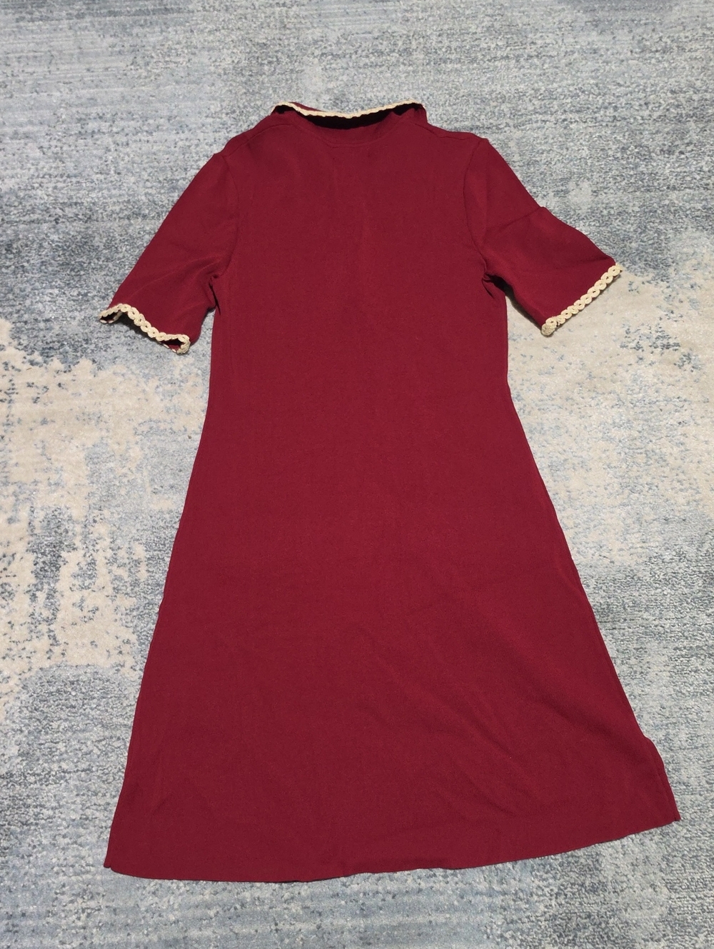 ALEXA ADMOR Women's Burgundy Knit Polo Dress with Contrast Trim Size L. - Picture 6 of 12